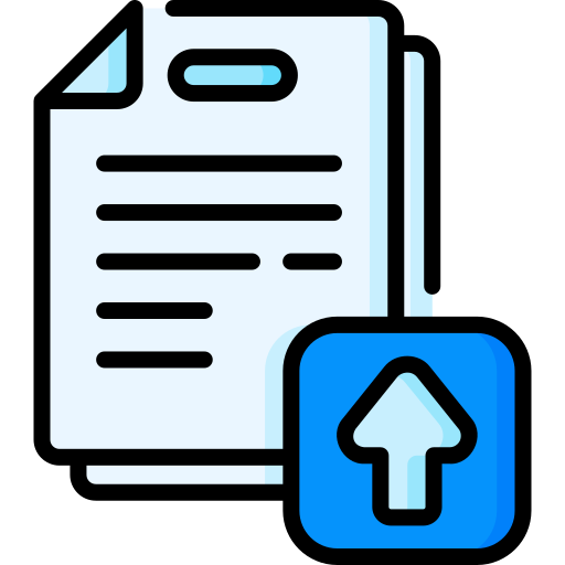 Icon of a document with an upload arrow